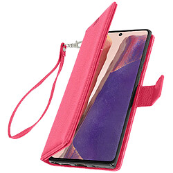 Avizar Housse Samsung Galaxy Note 20 Porte-carte Fonction Support Vidéo Dragonne Rose