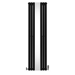 Monstershop Radiateur à Colonne Ovale avec Miroir & Valves - 1800mm x 500mm – Noir