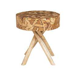 Beliani Thorsby Table d'appoint - Bois de teck - Rétro - 50x50x50 cm - Finition laquée