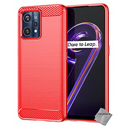 Htdmobiles Coque pour Realme 9 Pro+ Plus 5G / Realme 9 4G - housse etui silicone gel carbone + verre trempe - ROUGE