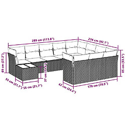 Avis vidaXL Salon de jardin 11 pcs avec coussins gris clair résine tressée