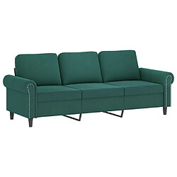 Maison Chic Ensemble de canapés 3 pcs avec coussins, Canapé droit Sofa pour Salon Vert foncé Velours -GKD441141 pas cher