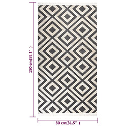 vidaXL Tapis à tissage plat d'extérieur 80x150 cm Noir et beige clair pas cher