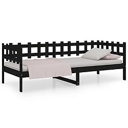 vidaXL Lit de jour sans matelas noir 80x200 cm bois de pin massif