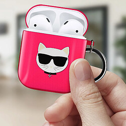 Acheter Coque Airpods Silicone gel avec Mousqueton Choupette Ikonik Karl Lagerfeld rose