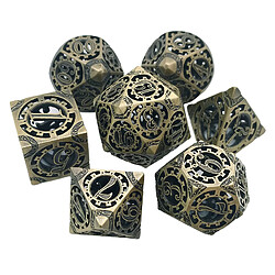 7x Jeu De Dés Polyédriques En Métal Créatif Creux Pour Jeu De Table RPG Doré