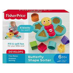 Fisher-Price Trieur De Forme Papillon jouet bébé avec 6 blocs de 4 formes différentes pour apprendre à trier et à empiler, 6 mois et plus, CDC22 pas cher