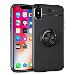 Wewoo Coque noir pour iPhone X Porte-Anneau Métallique 360 Degrés Rotation TPU Cas