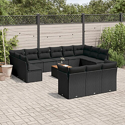 Maison Chic Salon de jardin avec coussins 14 pcs, Ensemble Tables et chaises de jardin, noir résine tressée -GKD621943