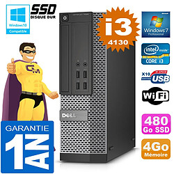 PC DELL 7020 SFF Core I3-4130 Ram 4Go Disque 480 Go SSD Graveur DVD Wifi W7 - Occasion