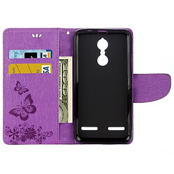 Acheter Wewoo Housse Étui Violet pour Lenovo K6 5.0 pouces Papillons Gaufrage en cuir Flip horizontale avec support et Slots de cartes Portefeuille & Longe