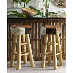 Beliani Tabouret de bar Cuir Marron WALTON