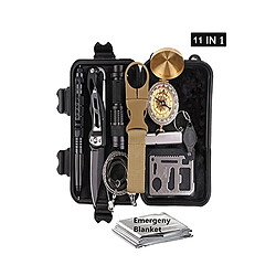 Totalcadeau Kit de Survie 11 équipements scie couteau lampe couverture survie