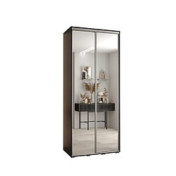 Abiks Meble Armoire à portes coulissantes Davos 2 H235.2 x L100 x P45 2 portes coulissante (Noir/Noir/Argent)