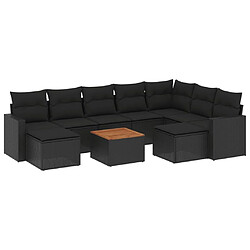 Maison Chic Salon de jardin 10 pcs avec coussins | Ensemble de Table et chaises | Mobilier d'Extérieur noir résine tressée -GKD23682