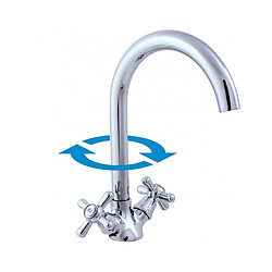 Mélangeur évier haut MORAVA bras rond pivotant en chrome H 19,7 cm