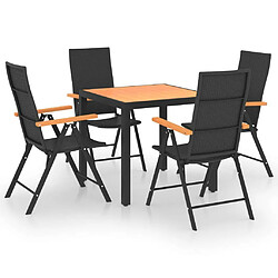 Salle à manger de jardin 5 pcs,Table et chaise à dîner Noir et marron -MN31745