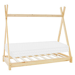 ML-Design Lit d'enfant Tipi + matelas lit style scandinave en bois pin naturel 80x160 cm