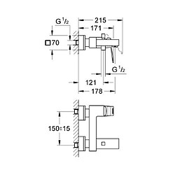 GROHE Eurocube Mitigeur Bain/Douche avec inverseur 23140000 (Import Allemagne)