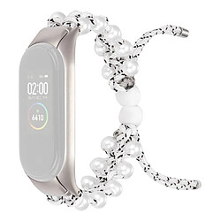 Bracelet en nylon perles décorées, cordon de serrage réglable, noir/blanc pour votre Xiaomi Mi Band 3/4