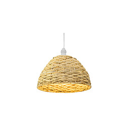 ICONIK INTERIOR Lustre de plafond en herbe de mer - Suspension de style Boho Bali - Ngu Bois naturel