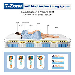 Acheter Matelas Vesgantti Boxtop 80x200cm, Épaisseur 25cm, Ressorts Ensachés + Mousse à Mémoire de Forme