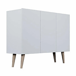 Mes Buffet 3 portes 120x39,9x95,5 cm blanc et naturel - CISKO