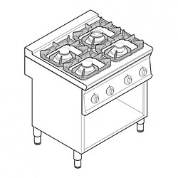 Fourneau sur Meuble - Top 4 Feux Super Vifs Gaz 28,8 kW - Gamme 700 - Tecnoinox