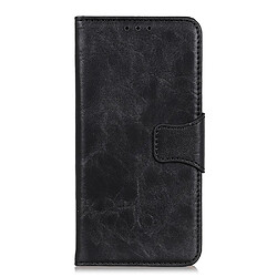 Etui en PU texture cheval fou avec support noir pour votre Motorola Moto E20/E30/E40