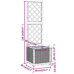 vidaXL Jardinière avec treillis Blanc 40x40x136 cm PP pas cher