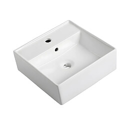 Acheter Vente-Unique Meuble de salle de bain suspendu strié blanc avec simple vasque à poser - 60 cm - LATOMA