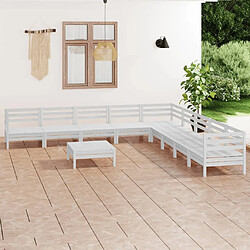 Maison Chic Salon de jardin 10 pcs - Table et chaises d'extérieur - Mobilier/Meubles de jardin Moderne Bois de pin massif Blanc -MN41800