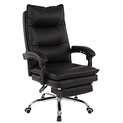 Decoshop26 Fauteuil de bureau avec repose-pied et dossier ajustable en synthétique noir BUR10388