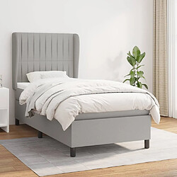 Maison Chic Lit Adulte - Lit simple Lit à sommier tapissier avec matelas moelleux - Meuble de Chambre - Gris clair 100x200cm Tissu -MN47092