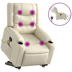 Maison Chic Fauteuil Relax pour salon, Fauteuil inclinable de massage électrique crème similicuir -GKD36361