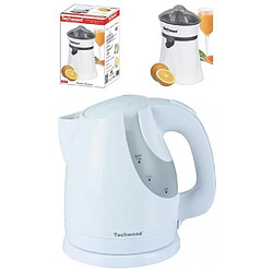 Techwood Bouilloire Blanche 1,6L 2200W Sans Fil + Presse Fruits Electrique Blanc 20W Double sens de rotation