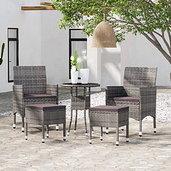 vidaXL Salon de jardin 5 pcs Résine tressée Gris