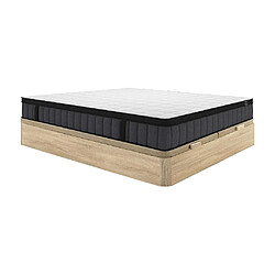 Vente-Unique Ensemble 180 x 200 cm sommier coffre naturel clair + matelas ressorts ensachés 7 zones et mémoire de forme rafraichissante ép.25cm - TOLCA de YSMÉE