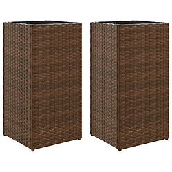 vidaXL Jardinières 2 pcs marron 30x30x60 cm résine tressée