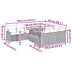 vidaXL Salon de jardin 11 pcs avec coussins beige résine tressée pas cher