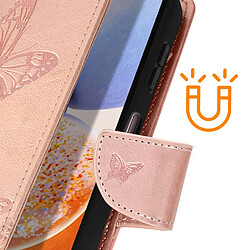 Acheter Avizar Pochette Folio pour Galaxy A14 4G et 5G Motif Papillon Support Rose Gold