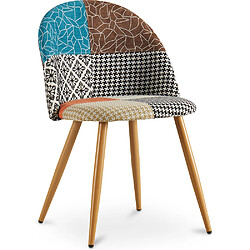 ICONIK INTERIOR Chaise de salle à manger tapissée en patchwork - Style scandinave - Patty Multicolore