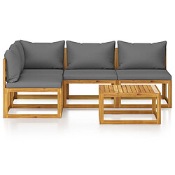 Avis Maison Chic Salon de jardin 5 pcs - Table et chaises d'extérieur - Mobilier/Meubles de jardin Moderne avec coussin Bois d'acacia solide -MN16004