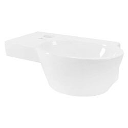 ML-Design Lavabo à poser ovale avec garniture de vidage en céramique blanc 375x190x140 mm