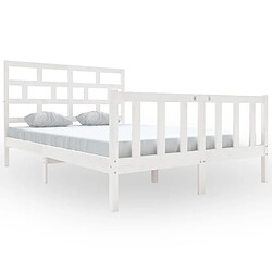 Maison Chic Lit adulte - Lit simple Cadre de lit,Structure du lit Contemporain Blanc Bois de pin massif 140x200 cm -MN12894