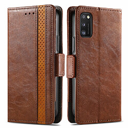 Etui en PU CASENEO fermeture magnétique marron foncé pour votre Samsung Galaxy A41 (Global Version)