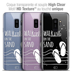 Caseink Coque Housse Etui Samsung Galaxy S9+ (6.2 ) [Crystal Gel HD Collection Summer Design Walking on the Sand - Souple - Ultra Fin - Imprimé en France]