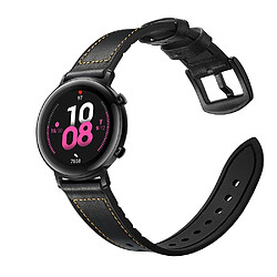 Avis Bracelet en cuir véritable Largeur 20 mm noir pour votre Huawei Watch GT2