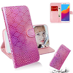 Wewoo Housse Coque Pour Huawei Y6 2018 / Honor 7A Couleur unie Boucle magnétique colorée Flip horizontal en cuir PU avec support et fentes cartes et portefeuille et lanière rose