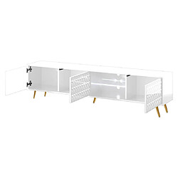 Avis Bestmobilier Wairoa - meuble TV 3 portes et 2 niches - blanc et pieds dorés - 175 cm